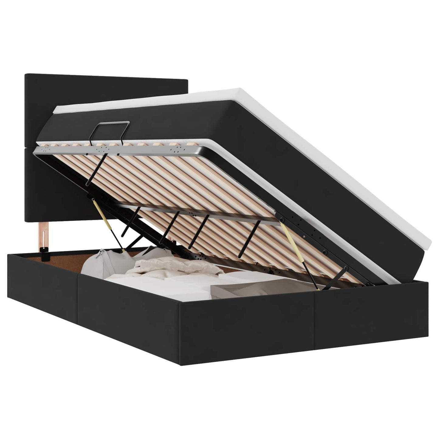 Opslag bed met matras met matras Zwart 120 x 200 cm Fluweel is nu te koop bij PeponiXL, paradijselijk wonen!