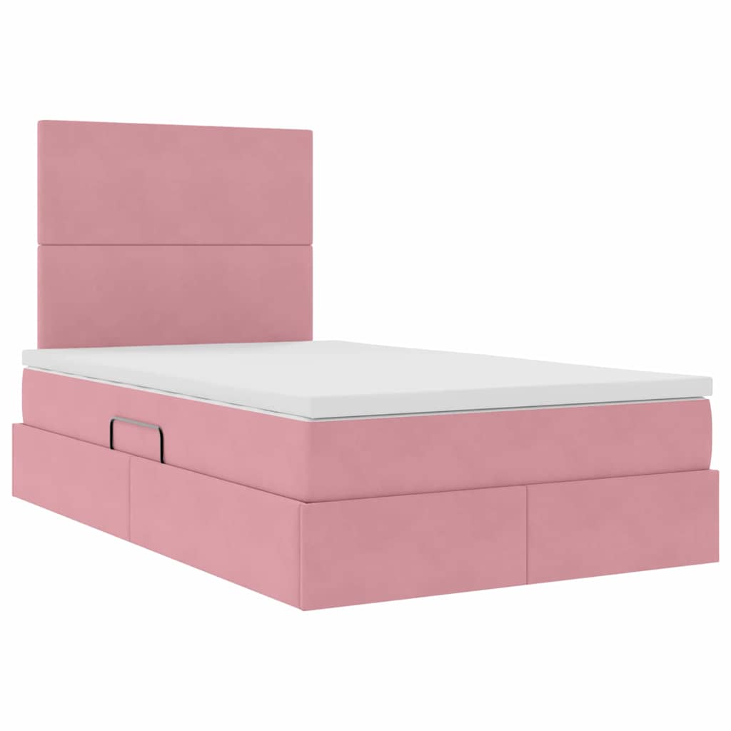 Opslag bed met matras met matras Roze 120 x 200 cm Fluweel is nu te koop bij PeponiXL, paradijselijk wonen!