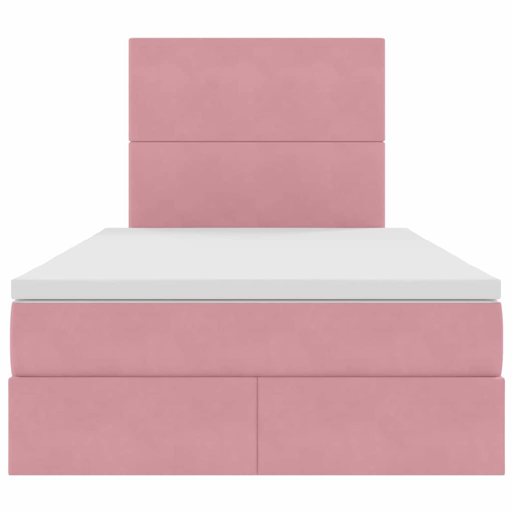 Opslag bed met matras met matras Roze 120 x 200 cm Fluweel is nu te koop bij PeponiXL, paradijselijk wonen!