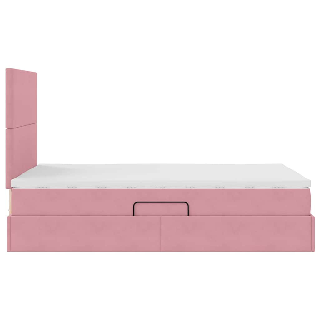 Opslag bed met matras met matras Roze 120 x 200 cm Fluweel is nu te koop bij PeponiXL, paradijselijk wonen!