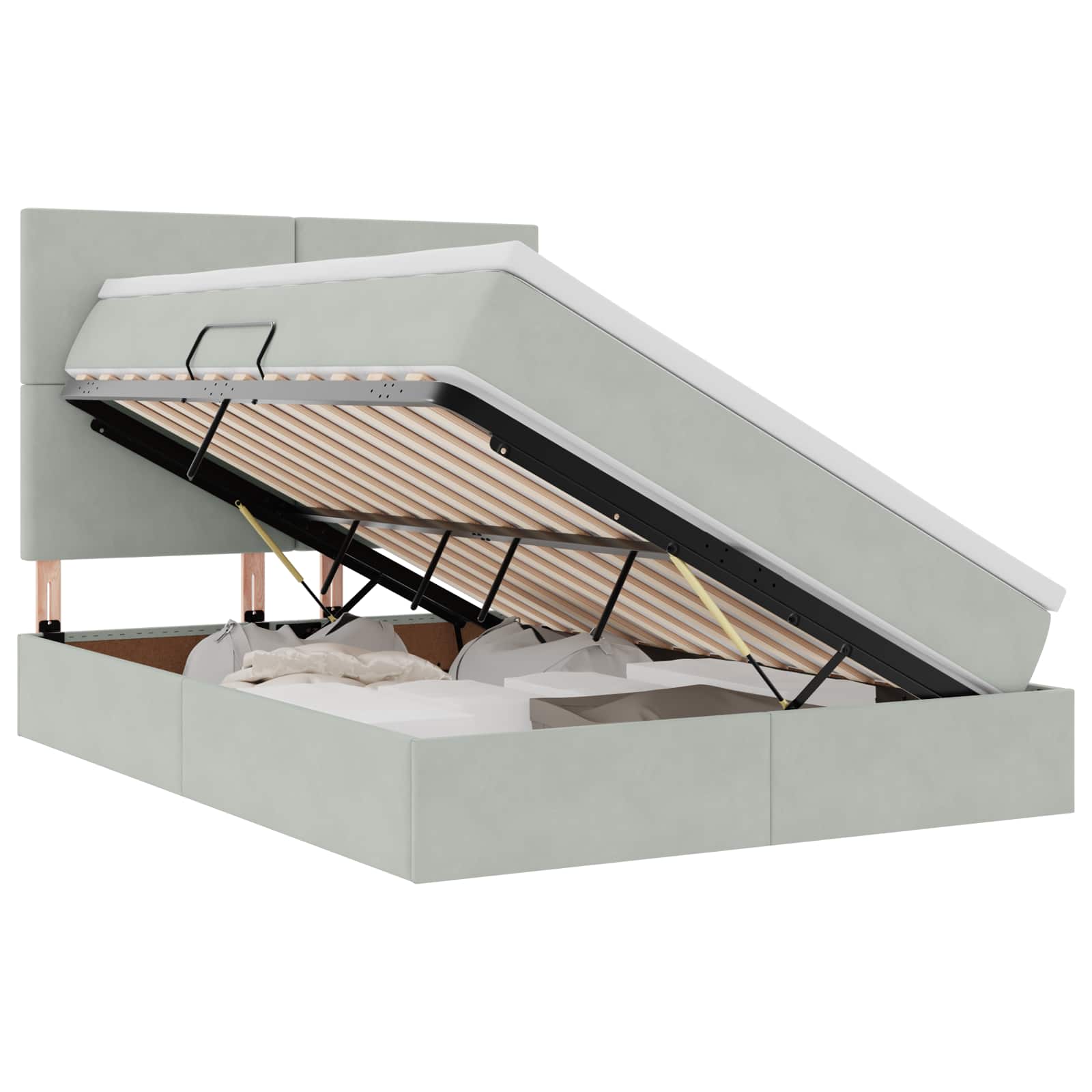 Opslag bed met matras Lichtgrijs 140 x 190 cm Fluweel is nu te koop bij PeponiXL, paradijselijk wonen!
