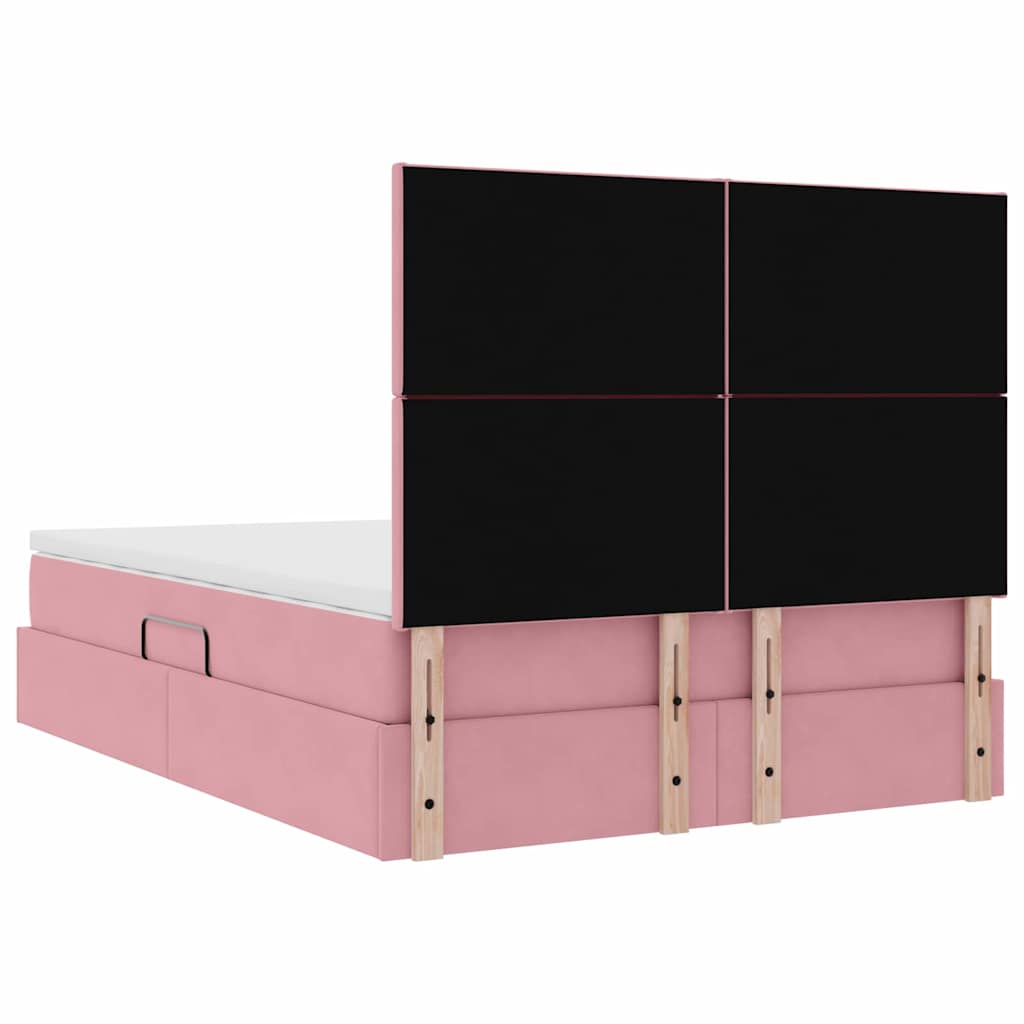 Opslag bed met matras met matras Roze 140 x 190 cm Fluweel is nu te koop bij PeponiXL, paradijselijk wonen!