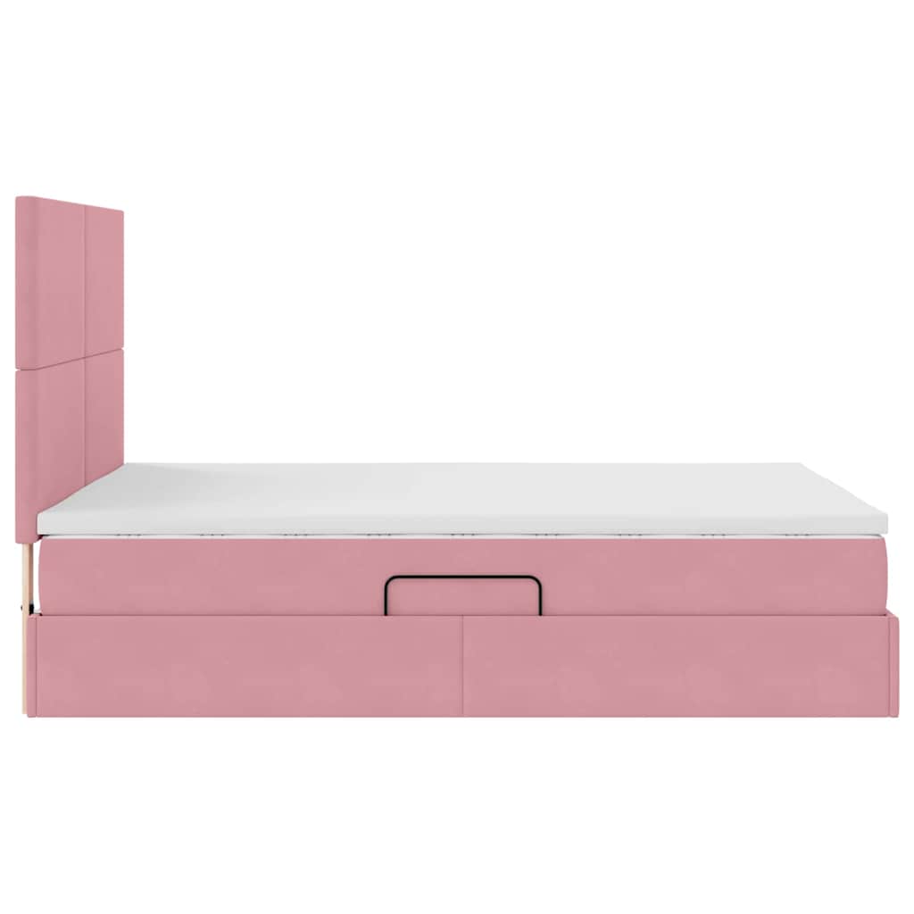 Opslag bed met matras met matras Roze 140 x 190 cm Fluweel is nu te koop bij PeponiXL, paradijselijk wonen!
