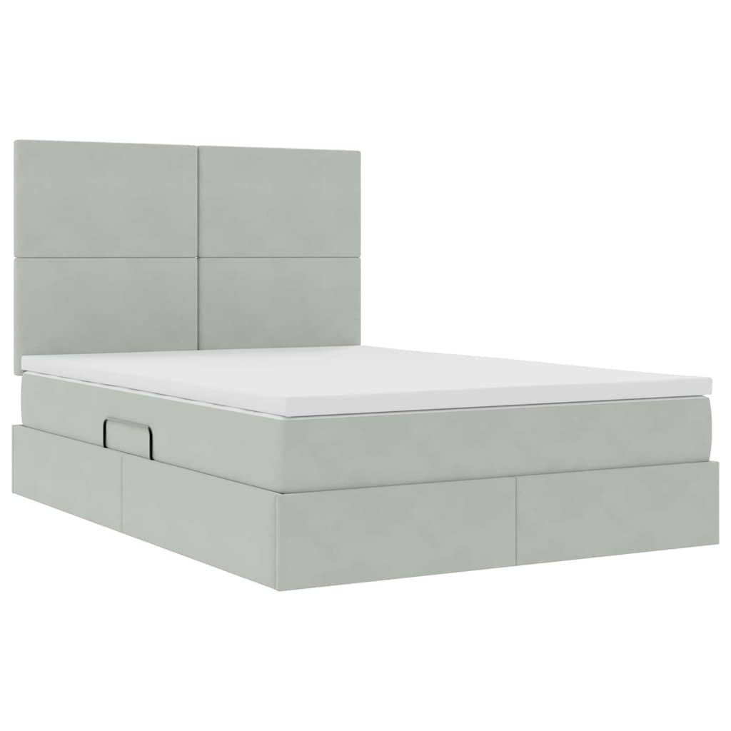 Opslag bed met matras Lichtgrijs 140 x 200 cm Fluweel is nu te koop bij PeponiXL, paradijselijk wonen!