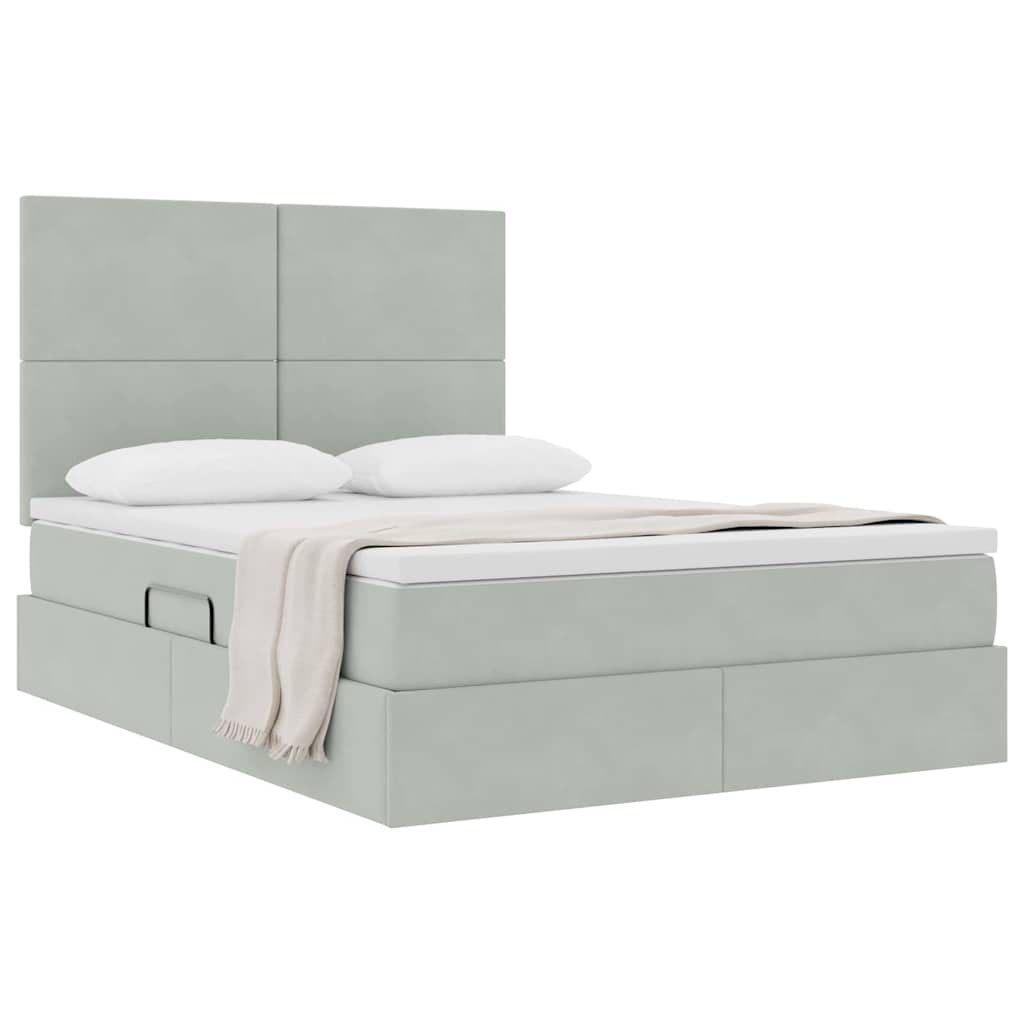 Opslag bed met matras Lichtgrijs 140 x 200 cm Fluweel is nu te koop bij PeponiXL, paradijselijk wonen!