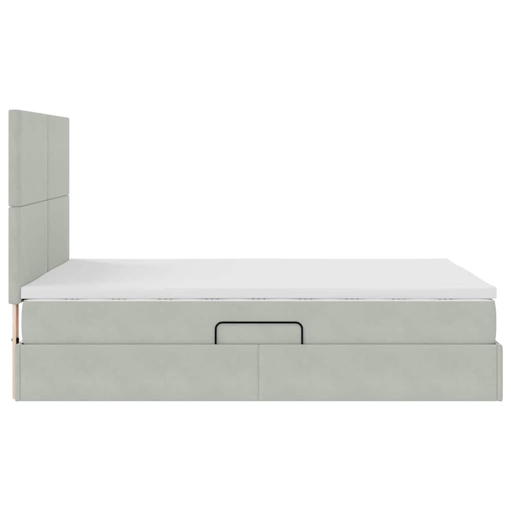 Opslag bed met matras Lichtgrijs 140 x 200 cm Fluweel is nu te koop bij PeponiXL, paradijselijk wonen!