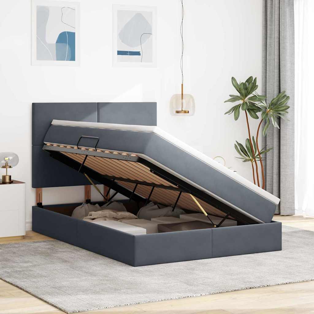 Opslag bed met matras Donkergrijs 140 x 200 cm Fluweel is nu te koop bij PeponiXL, paradijselijk wonen!