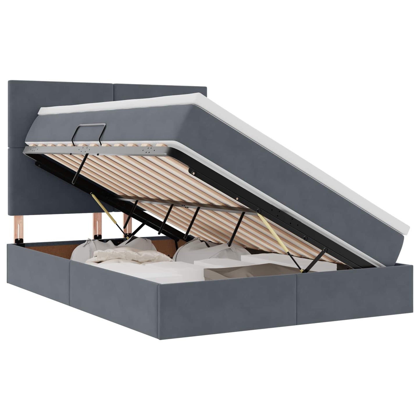 Opslag bed met matras Donkergrijs 140 x 200 cm Fluweel is nu te koop bij PeponiXL, paradijselijk wonen!
