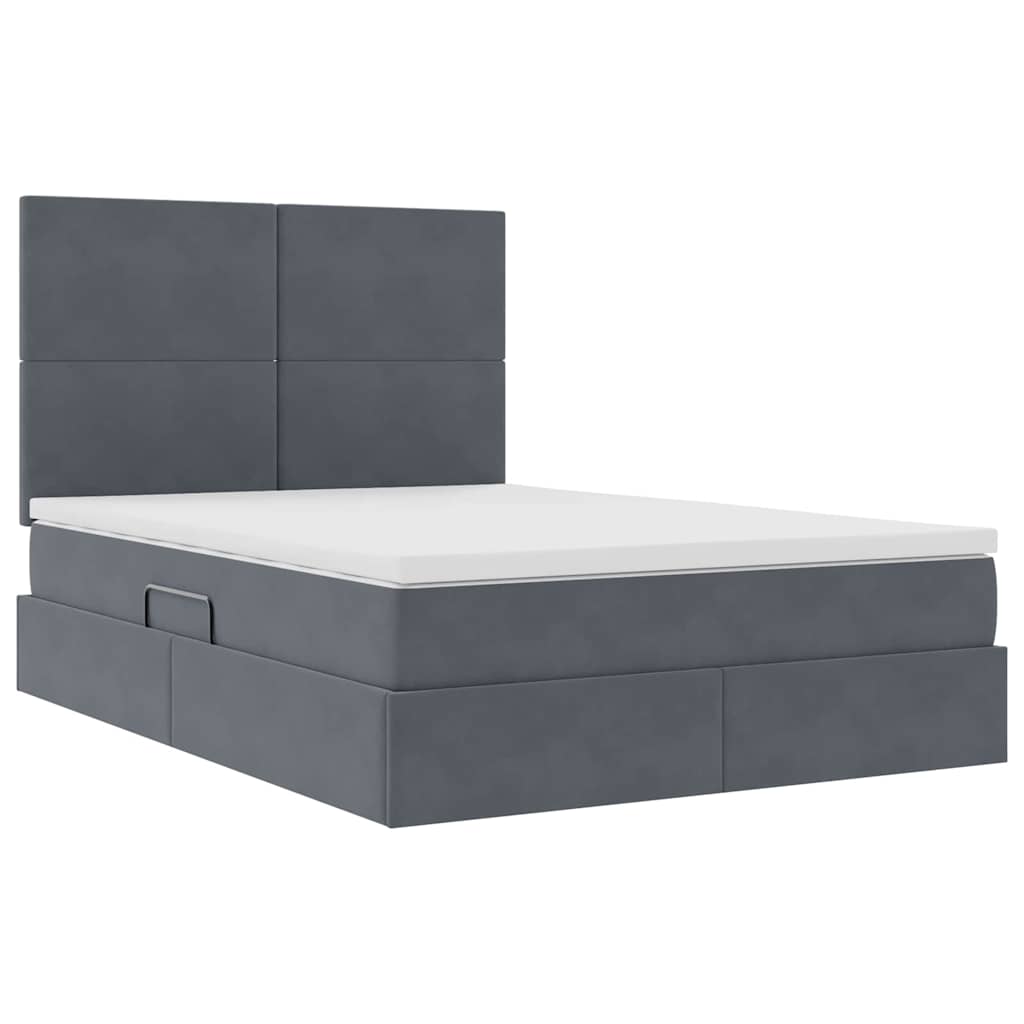 Opslag bed met matras Donkergrijs 140 x 200 cm Fluweel is nu te koop bij PeponiXL, paradijselijk wonen!