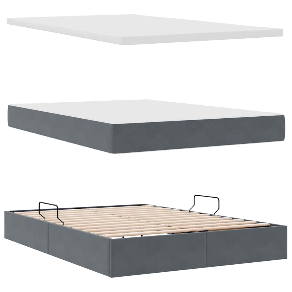 Opslag bed met matras Donkergrijs 140 x 200 cm Fluweel is nu te koop bij PeponiXL, paradijselijk wonen!