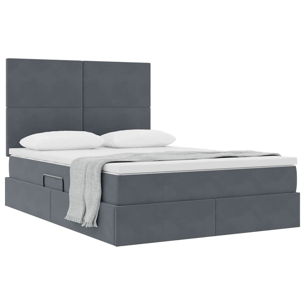 Opslag bed met matras Donkergrijs 140 x 200 cm Fluweel is nu te koop bij PeponiXL, paradijselijk wonen!