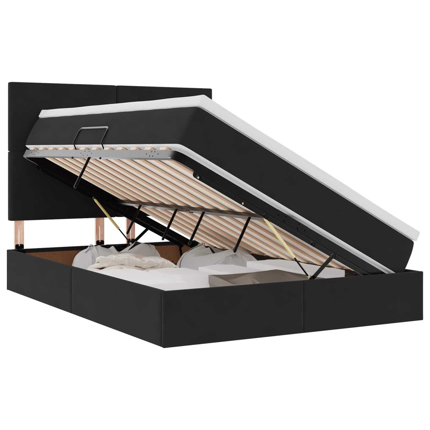 Opslag bed met matras met matras Zwart 140 x 200 cm Fluweel is nu te koop bij PeponiXL, paradijselijk wonen!
