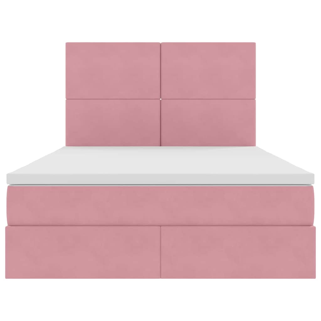 Opslag bed met matras met matras Roze 140 x 200 cm Fluweel is nu te koop bij PeponiXL, paradijselijk wonen!