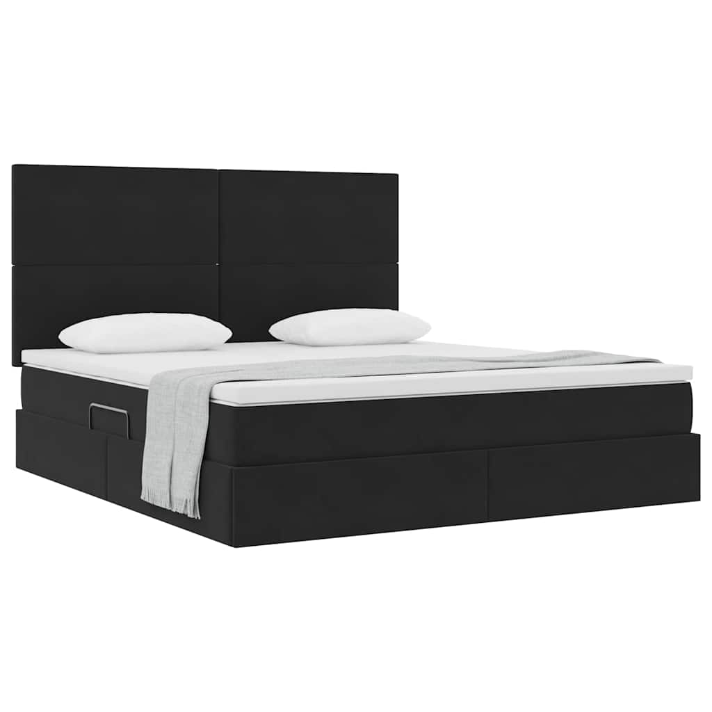Opslag bed met matras met matras Zwart 160 x 200 cm Fluweel is nu te koop bij PeponiXL, paradijselijk wonen!