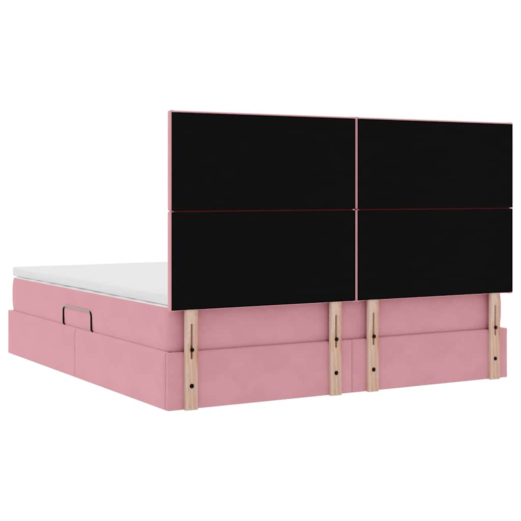 Opslag bed met matras met matras Roze 160 x 200 cm Fluweel is nu te koop bij PeponiXL, paradijselijk wonen!