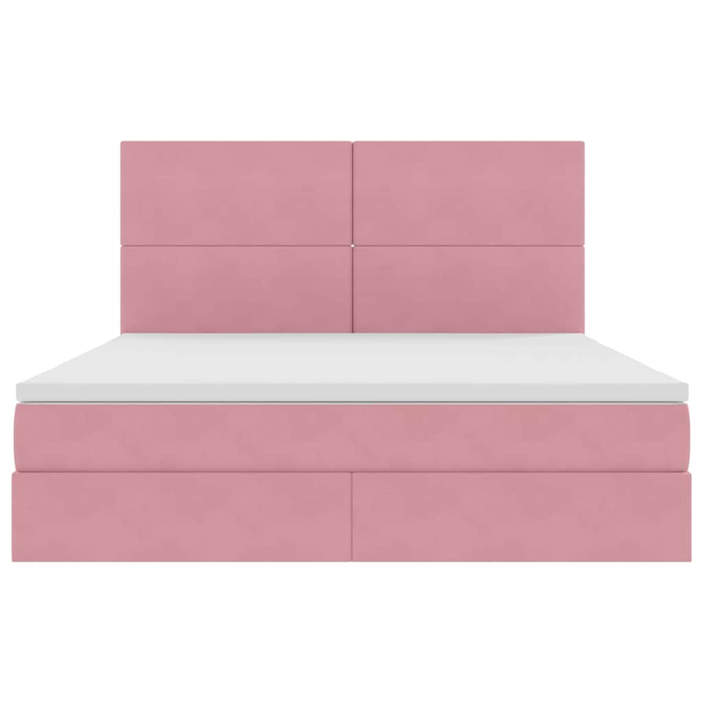 Opslag bed met matras met matras Roze 160 x 200 cm Fluweel is nu te koop bij PeponiXL, paradijselijk wonen!