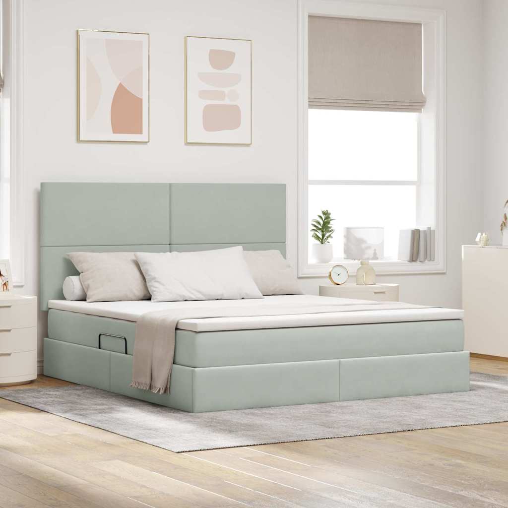 Opslag bed met matras Lichtgrijs 180 x 200 cm Fluweel is nu te koop bij PeponiXL, paradijselijk wonen!