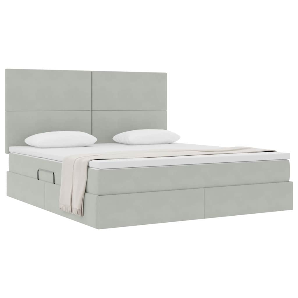 Opslag bed met matras Lichtgrijs 180 x 200 cm Fluweel is nu te koop bij PeponiXL, paradijselijk wonen!