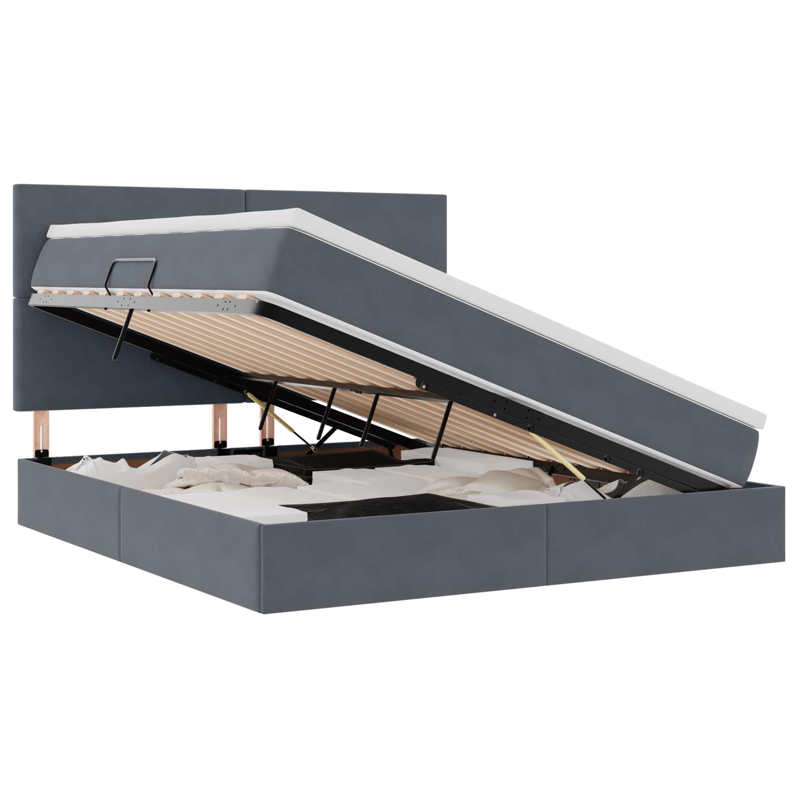 Opslag bed met matras Donkergrijs 180 x 200 cm Fluweel is nu te koop bij PeponiXL, paradijselijk wonen!