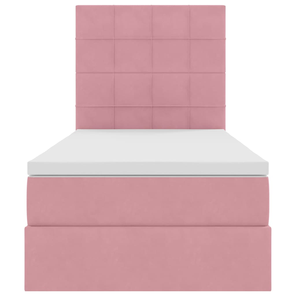 Opslag bed met matras met matras Roze 90 x 190 cm Fluweel is nu te koop bij PeponiXL, paradijselijk wonen!