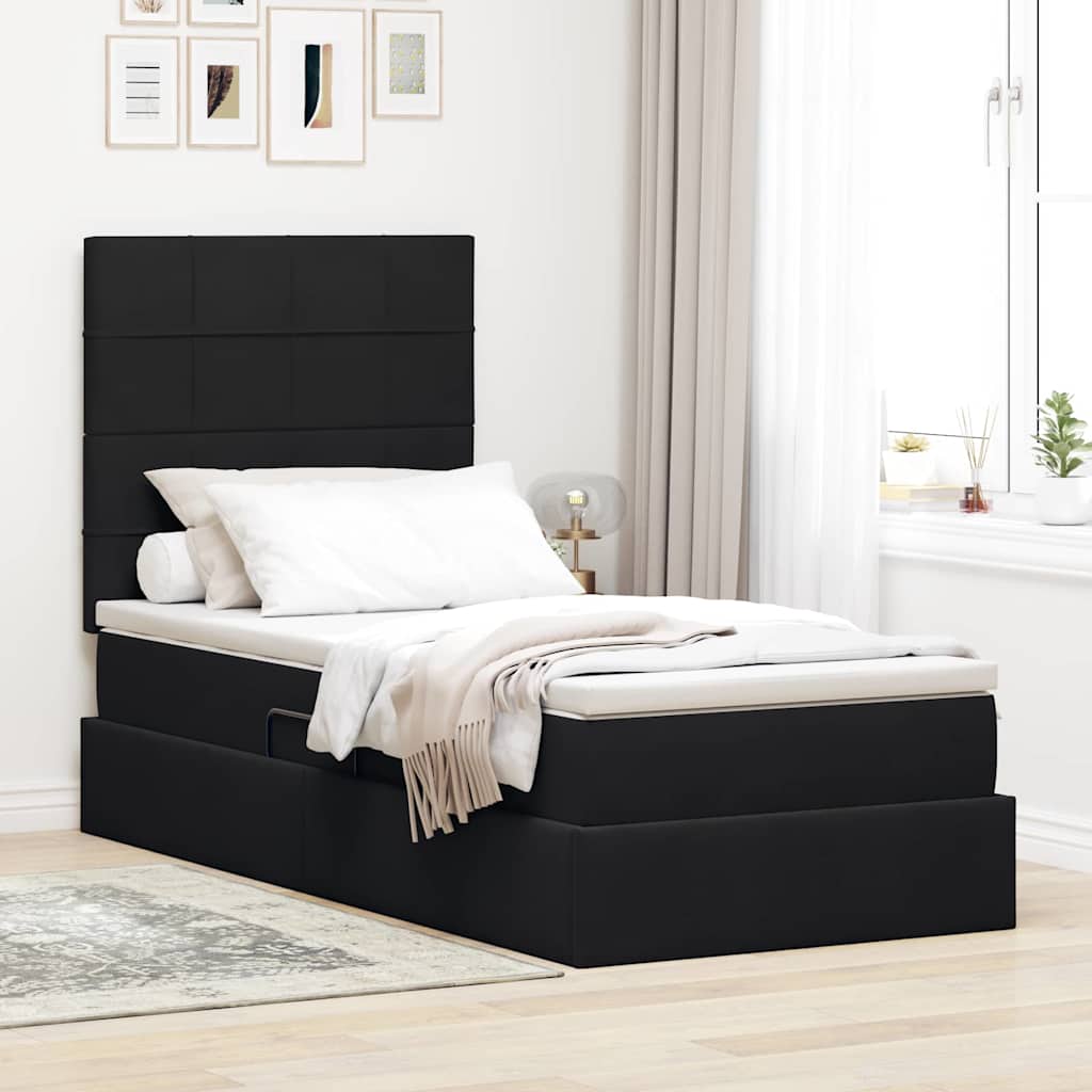 Opslag bed met matras met hoofdeinde Zwart 90 x 200 cm Fluweel is nu te koop bij PeponiXL, paradijselijk wonen!