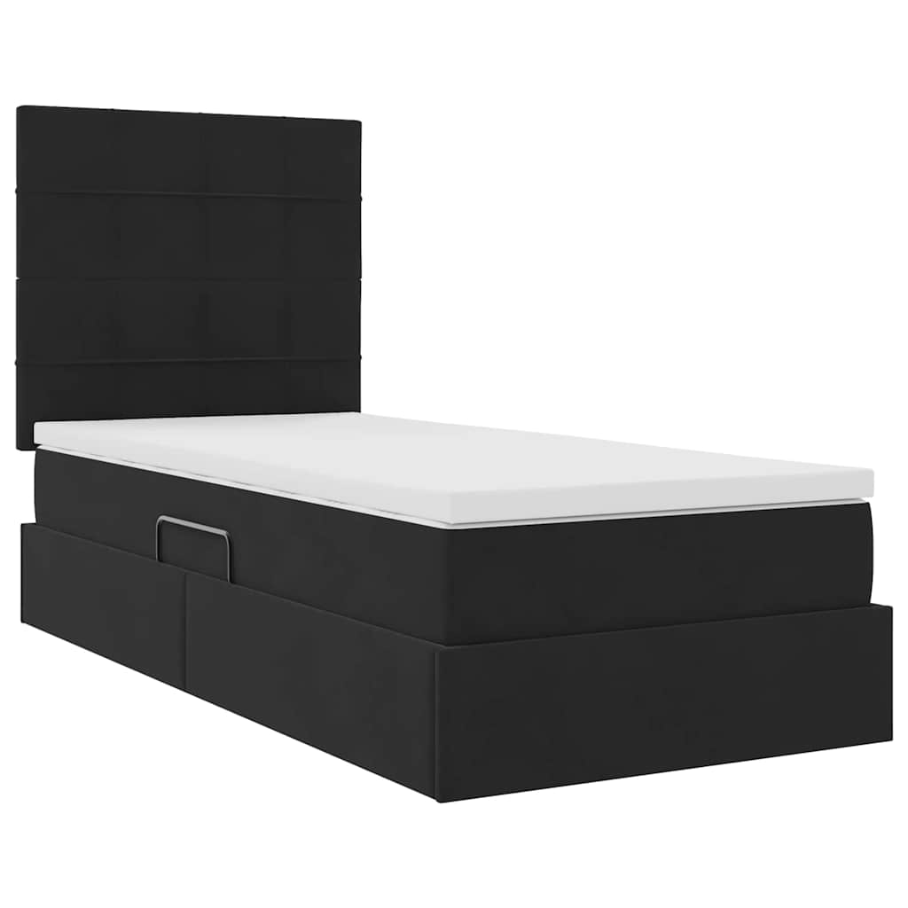 Opslag bed met matras met hoofdeinde Zwart 90 x 200 cm Fluweel is nu te koop bij PeponiXL, paradijselijk wonen!