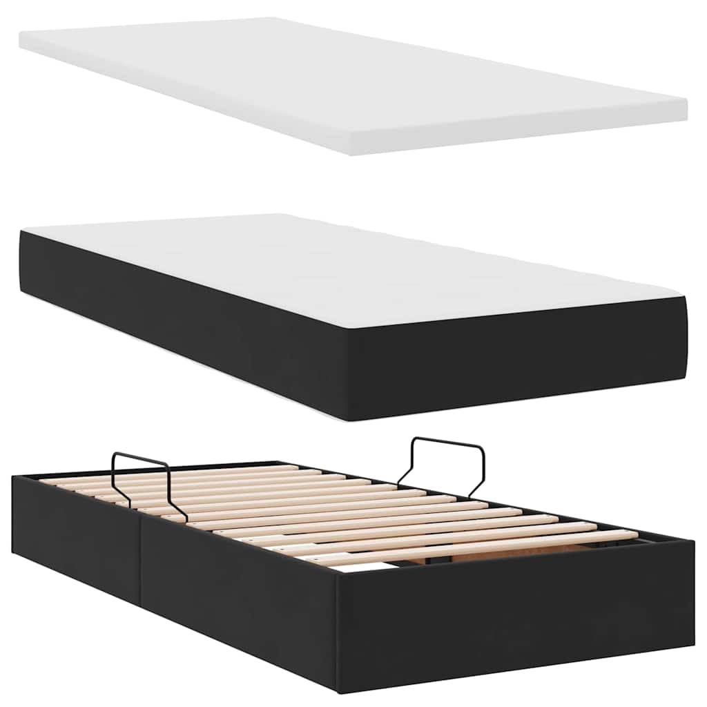 Opslag bed met matras met hoofdeinde Zwart 90 x 200 cm Fluweel is nu te koop bij PeponiXL, paradijselijk wonen!