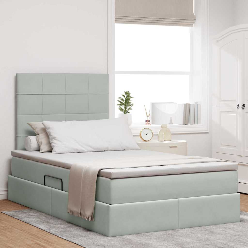 Opslag bed met matras Lichtgrijs 120 x 190 cm Fluweel is nu te koop bij PeponiXL, paradijselijk wonen!