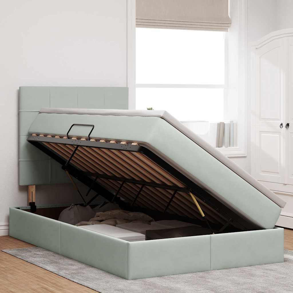 Opslag bed met matras Lichtgrijs 120 x 190 cm Fluweel is nu te koop bij PeponiXL, paradijselijk wonen!
