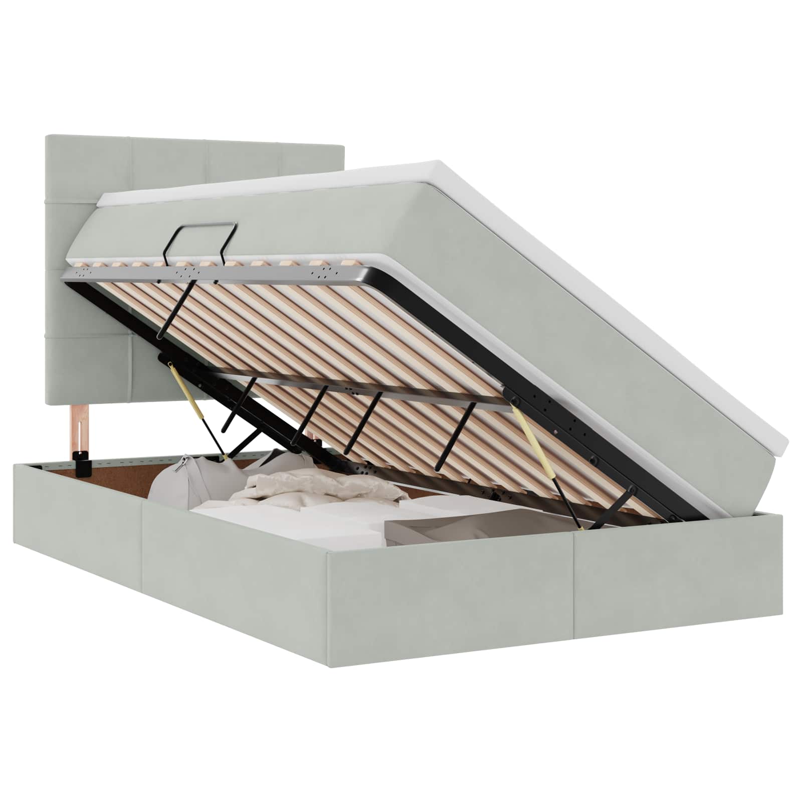 Opslag bed met matras Lichtgrijs 120 x 190 cm Fluweel is nu te koop bij PeponiXL, paradijselijk wonen!