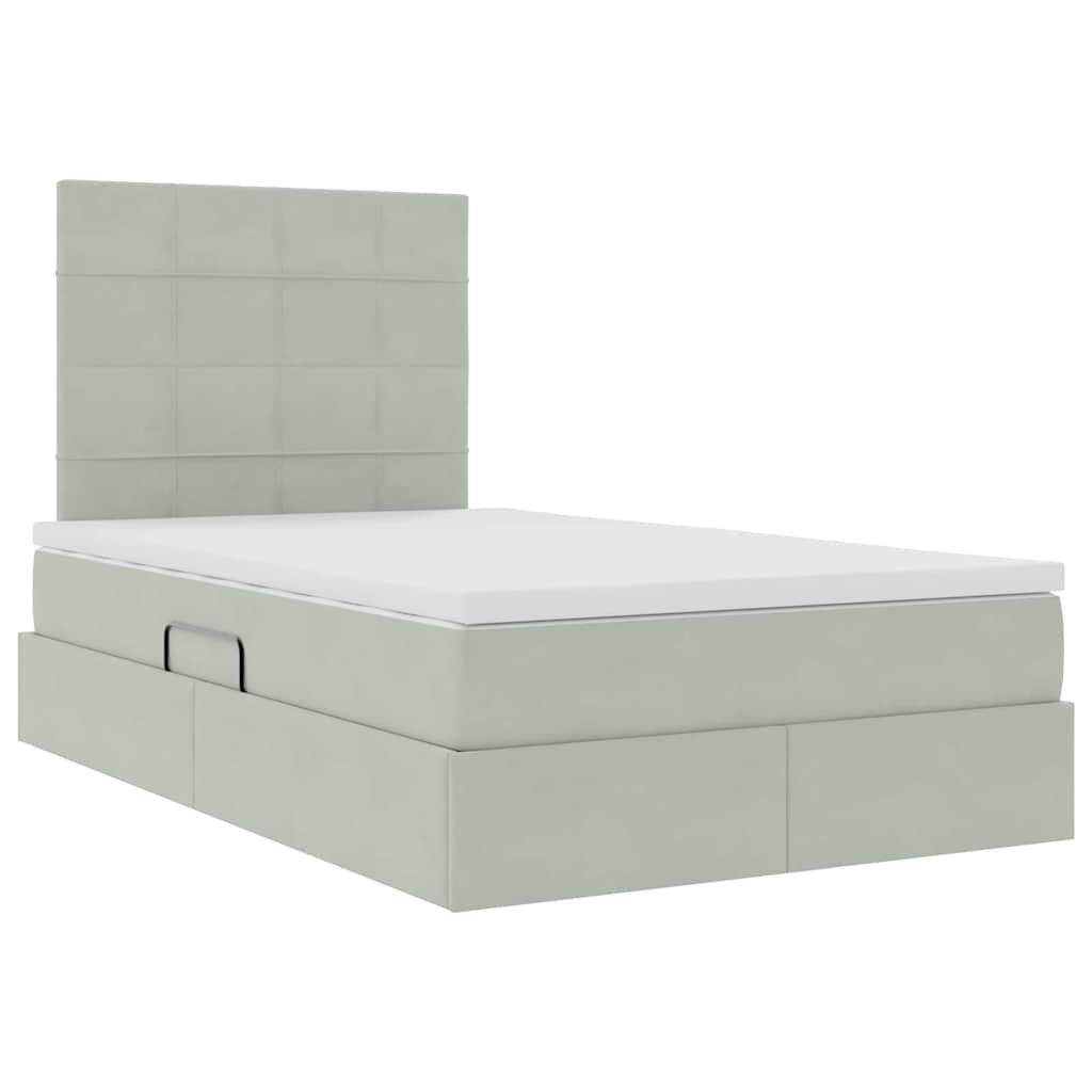 Opslag bed met matras Lichtgrijs 120 x 190 cm Fluweel is nu te koop bij PeponiXL, paradijselijk wonen!