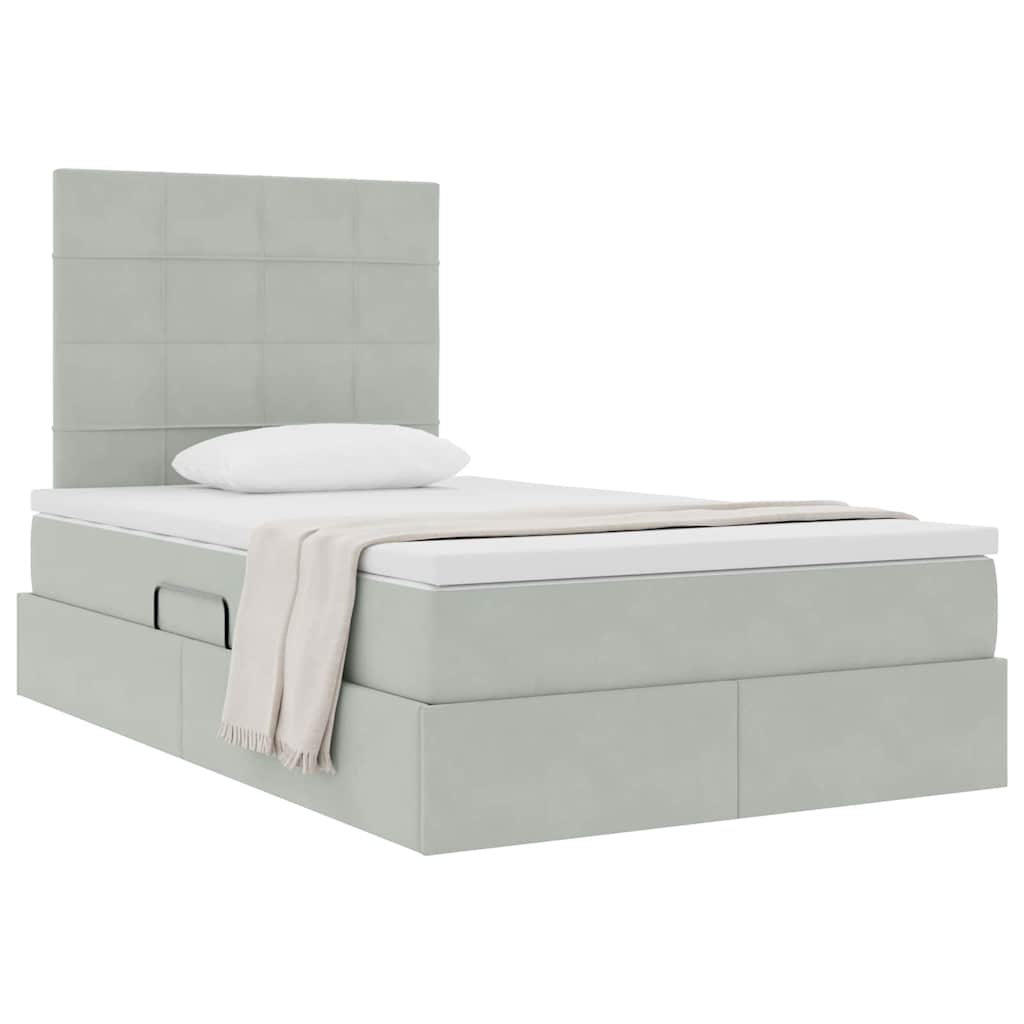 Opslag bed met matras Lichtgrijs 120 x 190 cm Fluweel is nu te koop bij PeponiXL, paradijselijk wonen!