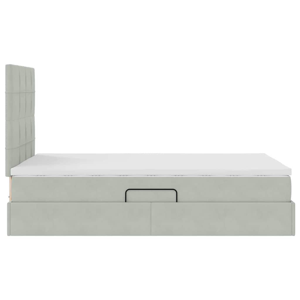 Opslag bed met matras Lichtgrijs 120 x 190 cm Fluweel is nu te koop bij PeponiXL, paradijselijk wonen!