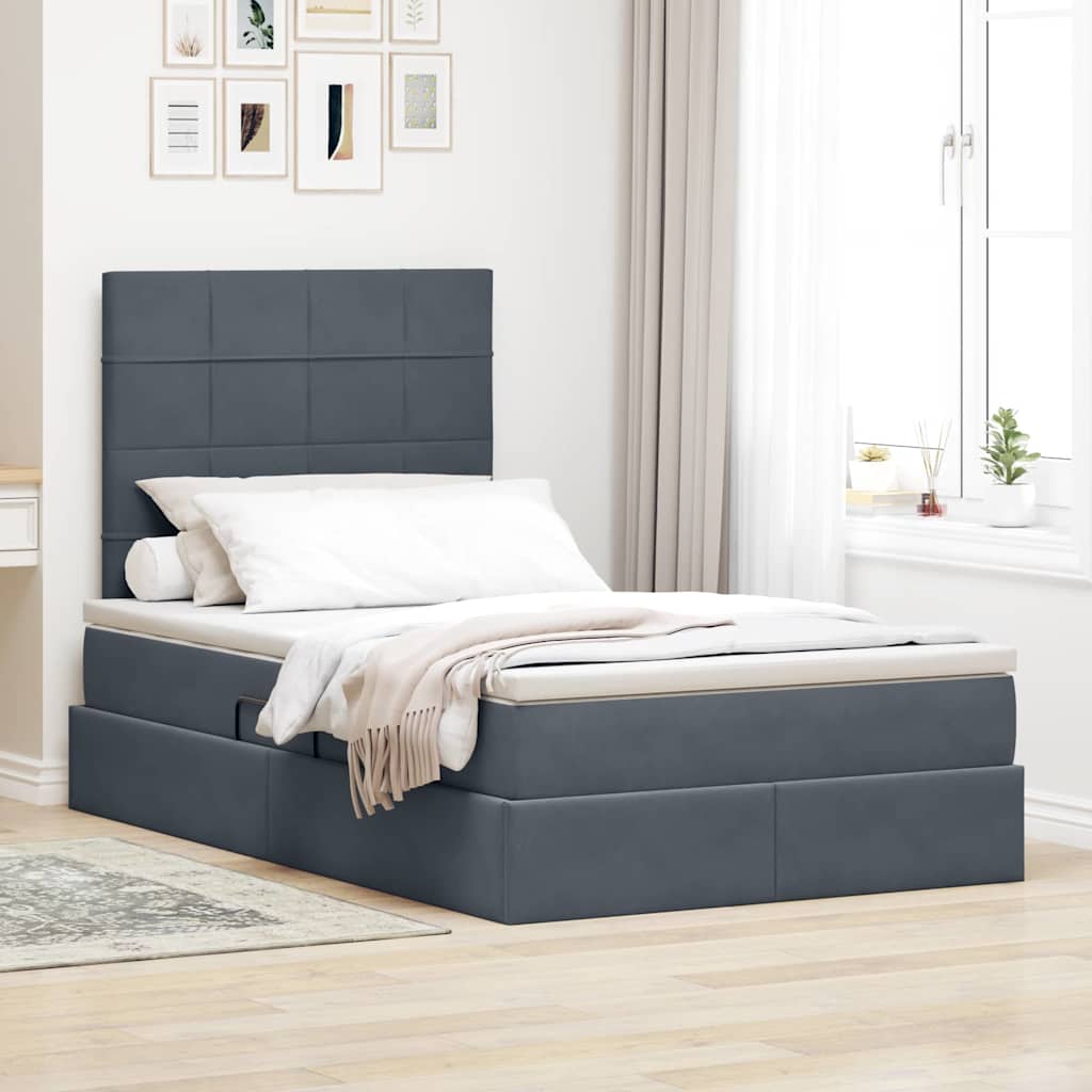 Opslag bed met matras Donkergrijs 120 x 200 cm Fluweel is nu te koop bij PeponiXL, paradijselijk wonen!