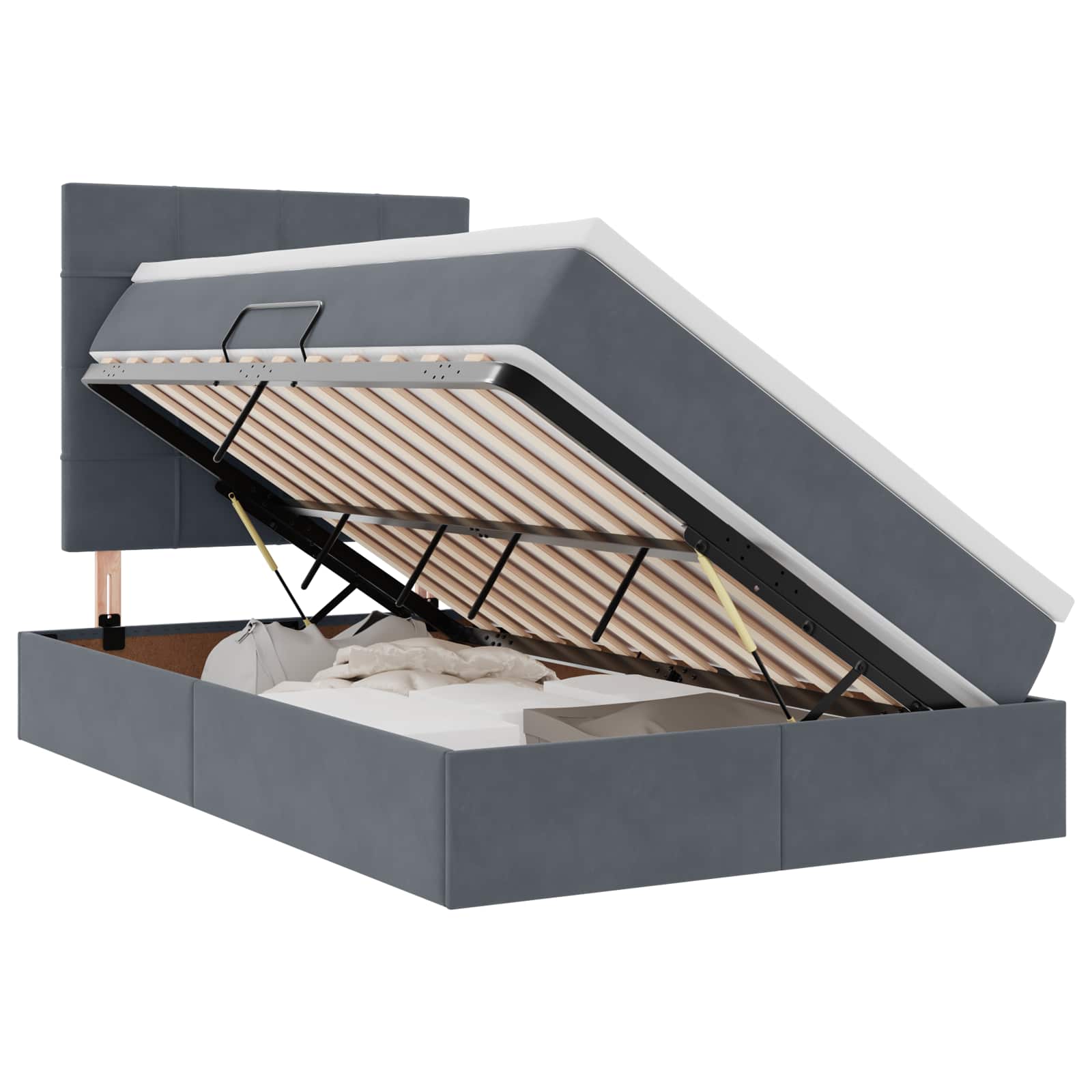 Opslag bed met matras Donkergrijs 120 x 200 cm Fluweel is nu te koop bij PeponiXL, paradijselijk wonen!