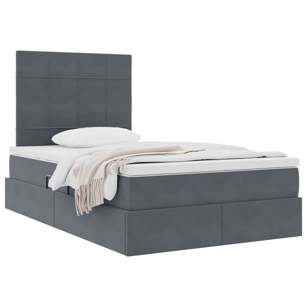 Opslag bed met matras Donkergrijs 120 x 200 cm Fluweel is nu te koop bij PeponiXL, paradijselijk wonen!