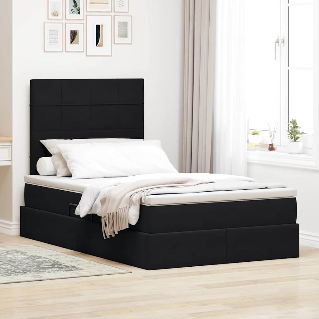 Opslag bed met matras met matras Zwart 120 x 200 cm Fluweel is nu te koop bij PeponiXL, paradijselijk wonen!
