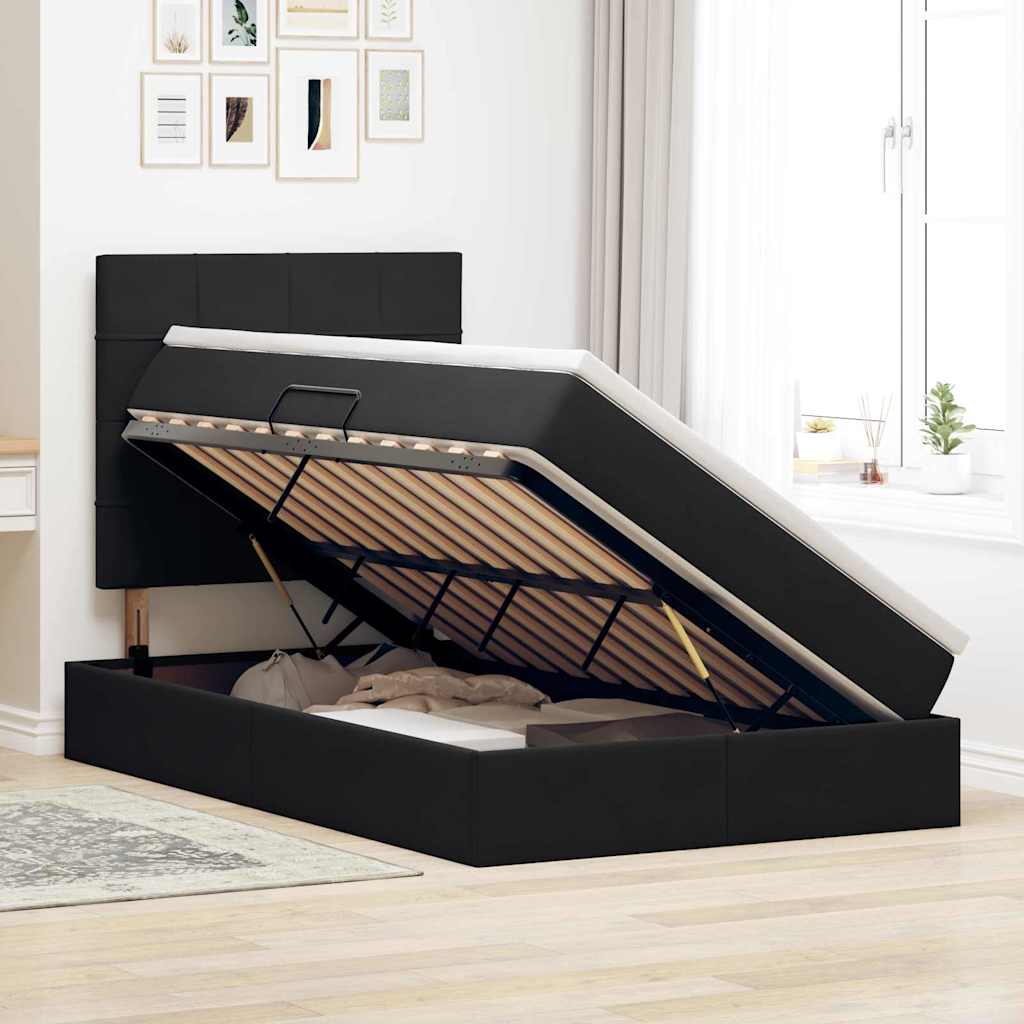 Opslag bed met matras met matras Zwart 120 x 200 cm Fluweel is nu te koop bij PeponiXL, paradijselijk wonen!
