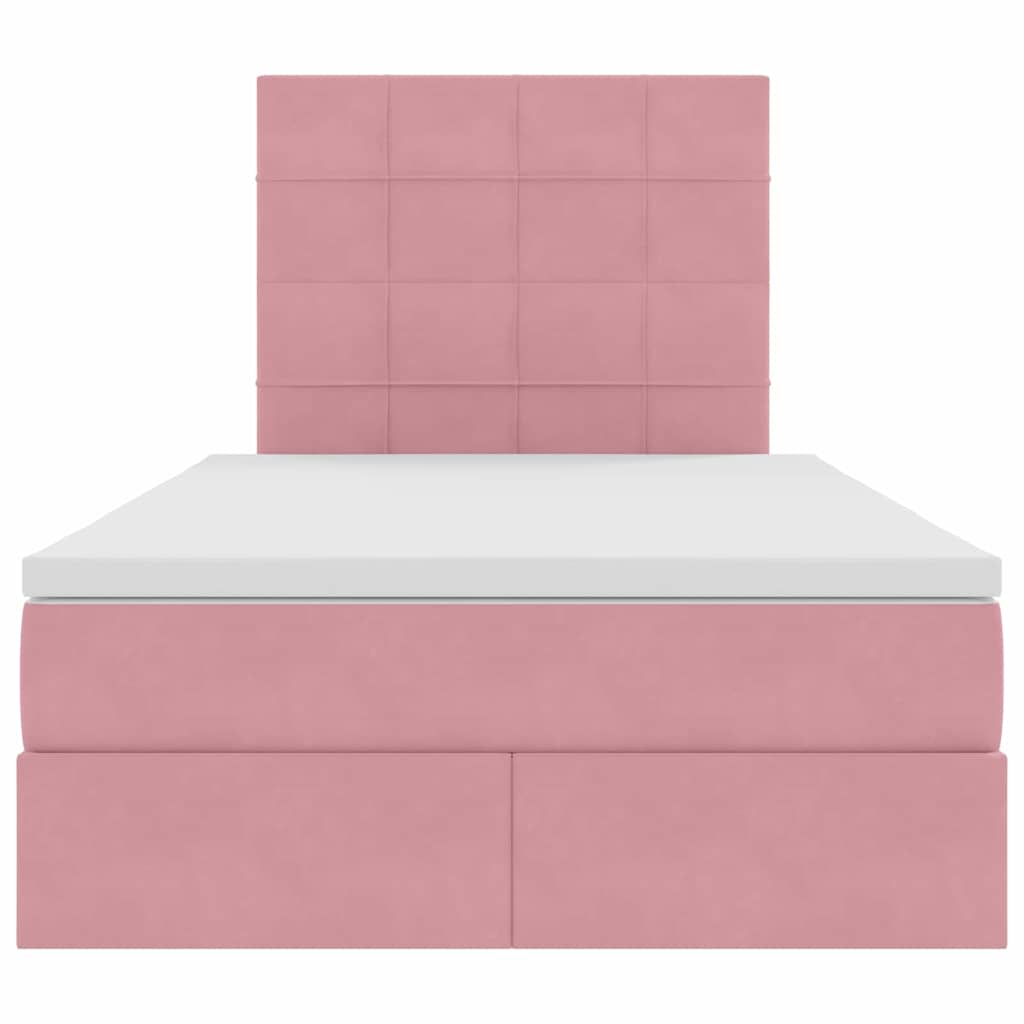 Opslag bed met matras met matras Roze 120 x 200 cm Fluweel is nu te koop bij PeponiXL, paradijselijk wonen!