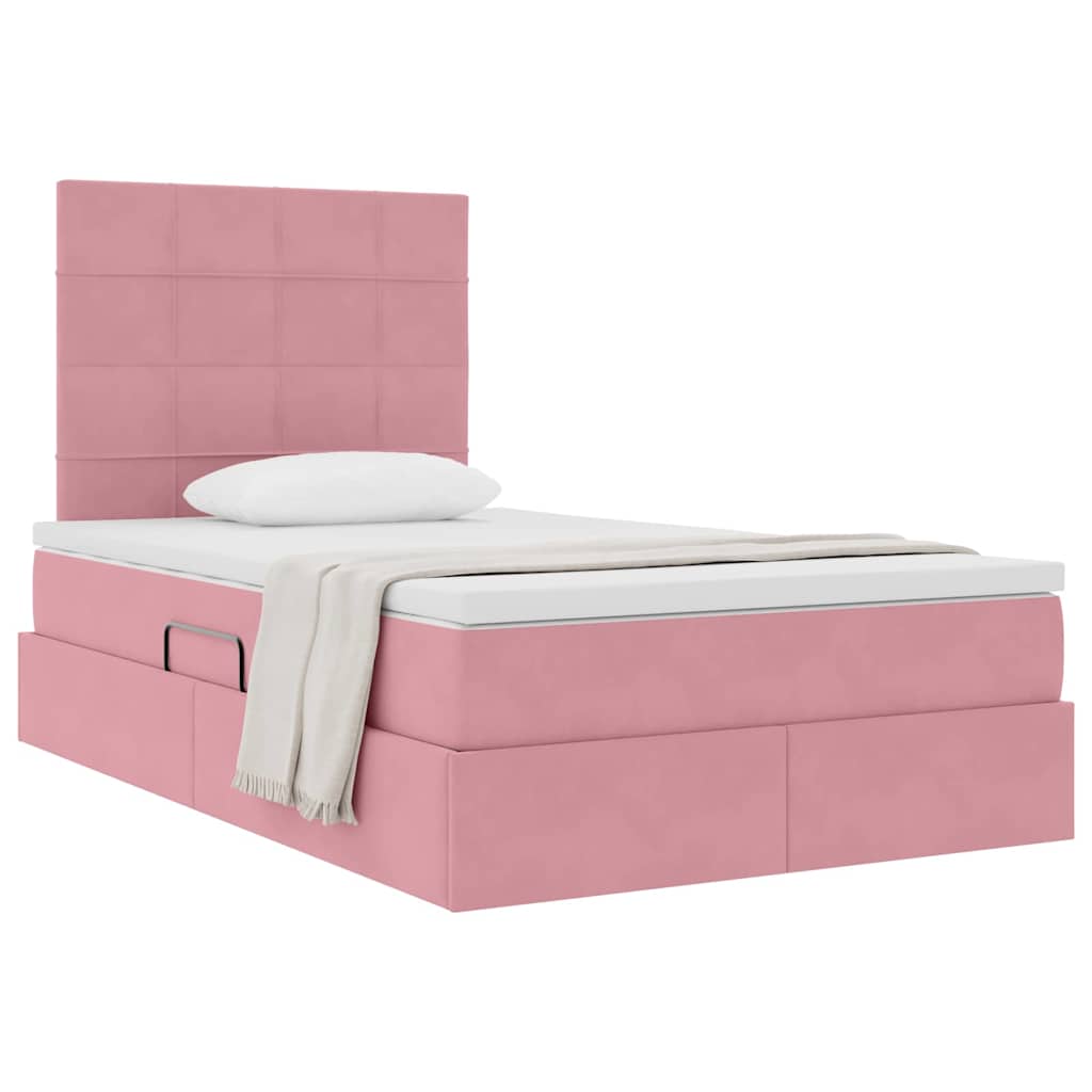 Opslag bed met matras met matras Roze 120 x 200 cm Fluweel is nu te koop bij PeponiXL, paradijselijk wonen!