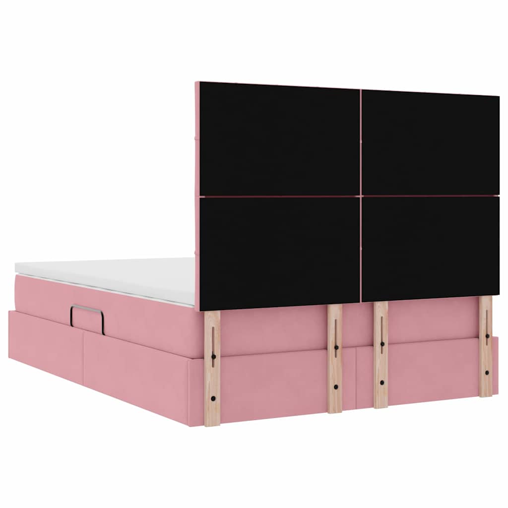 Opslag bed met matras met matras Roze 140 x 190 cm Fluweel is nu te koop bij PeponiXL, paradijselijk wonen!