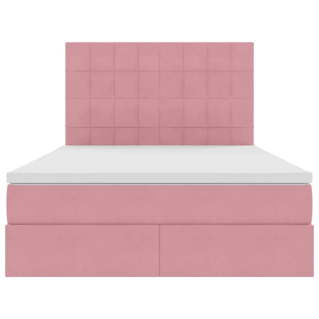 Opslag bed met matras met matras Roze 140 x 190 cm Fluweel is nu te koop bij PeponiXL, paradijselijk wonen!