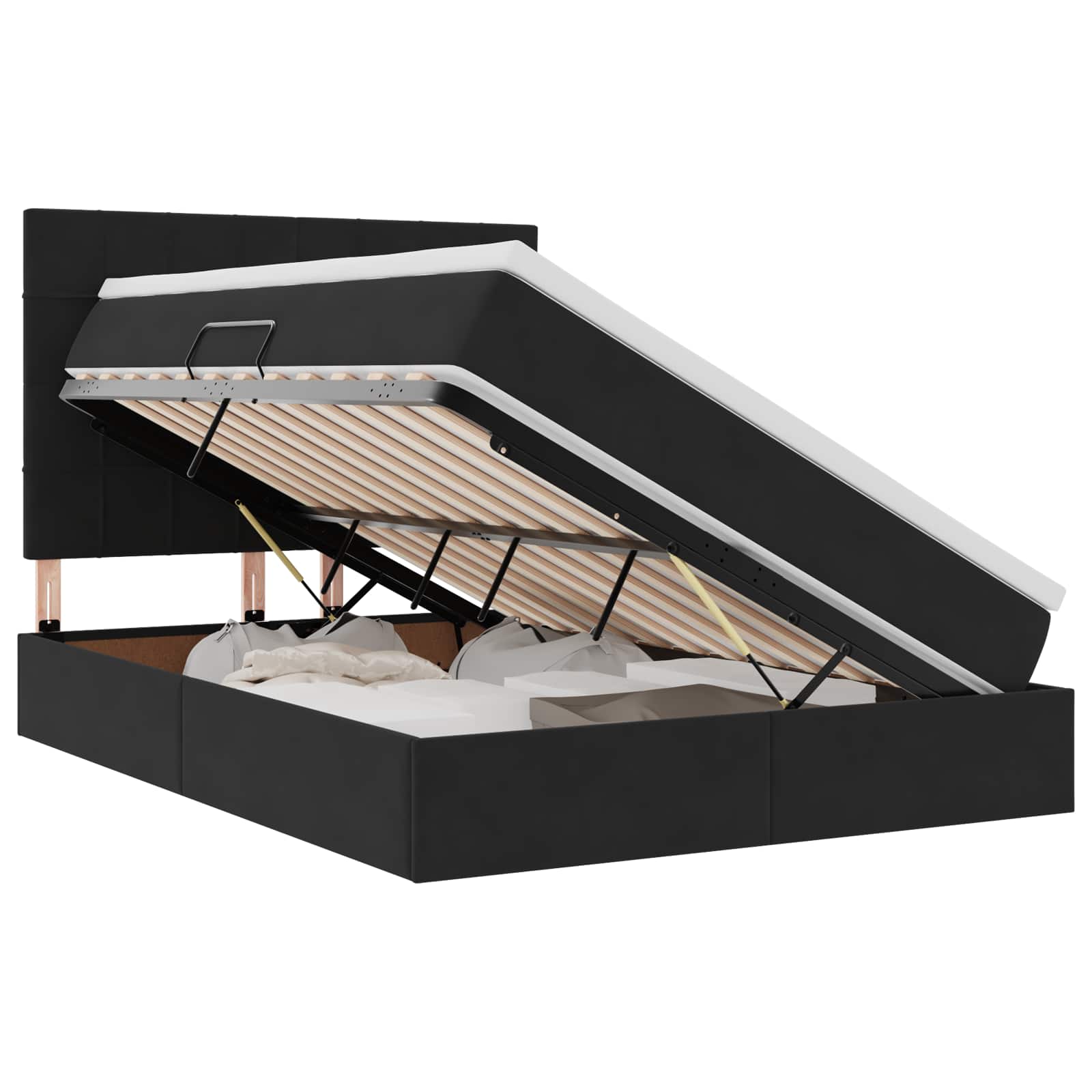 Opslag bed met matras met matras Zwart 140 x 200 cm Fluweel is nu te koop bij PeponiXL, paradijselijk wonen!