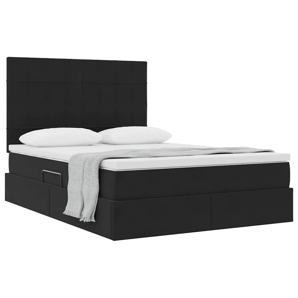 Opslag bed met matras met matras Zwart 140 x 200 cm Fluweel is nu te koop bij PeponiXL, paradijselijk wonen!