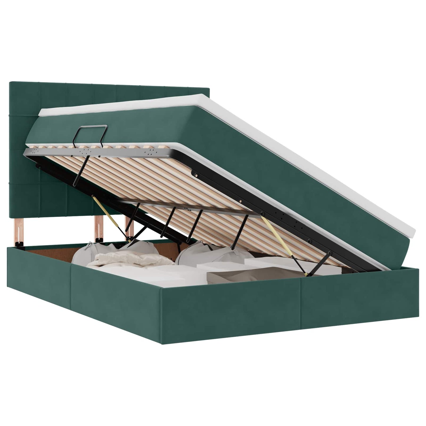 Opslag bed met matras Donkergroen 140 x 200 cm Fluweel is nu te koop bij PeponiXL, paradijselijk wonen!