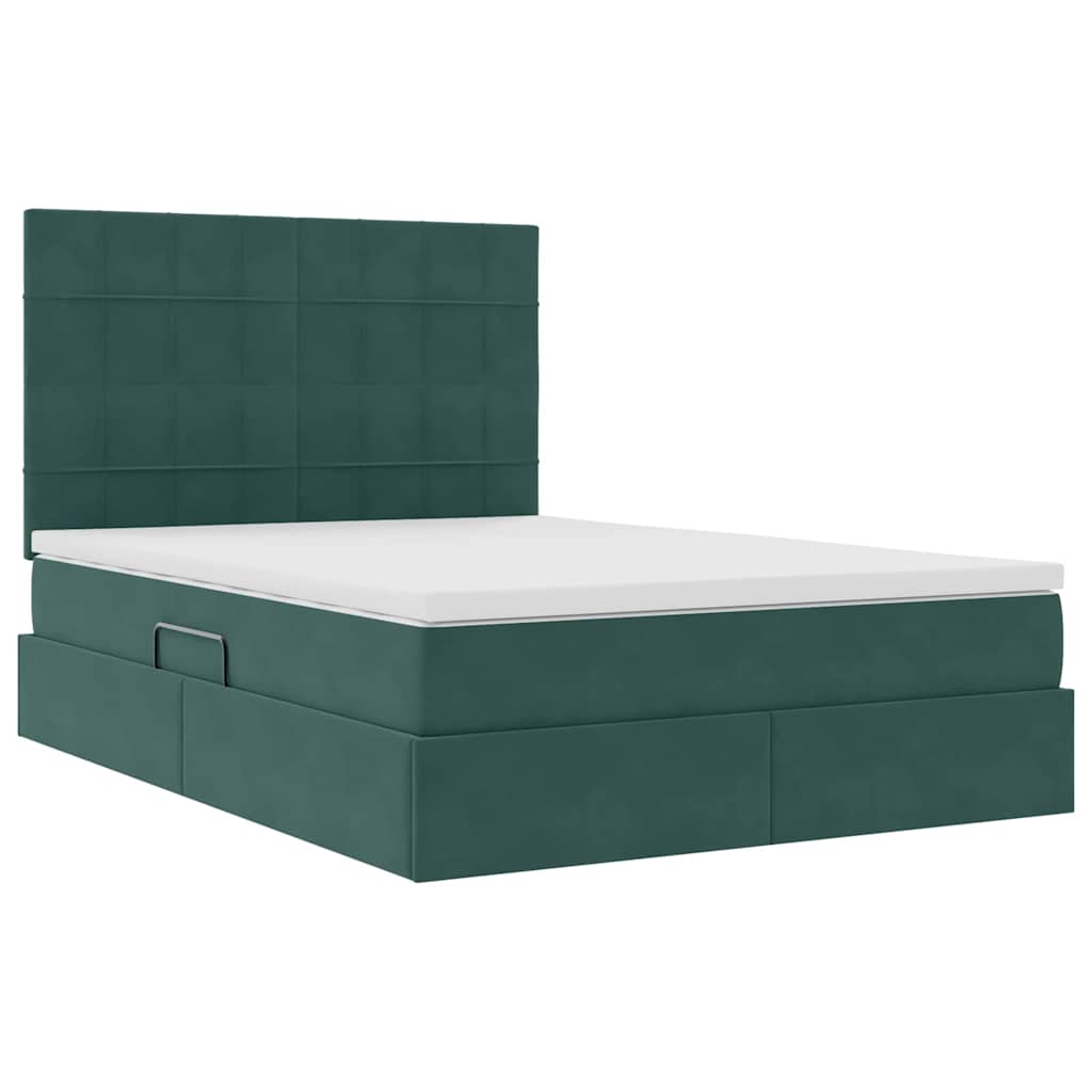 Opslag bed met matras Donkergroen 140 x 200 cm Fluweel is nu te koop bij PeponiXL, paradijselijk wonen!