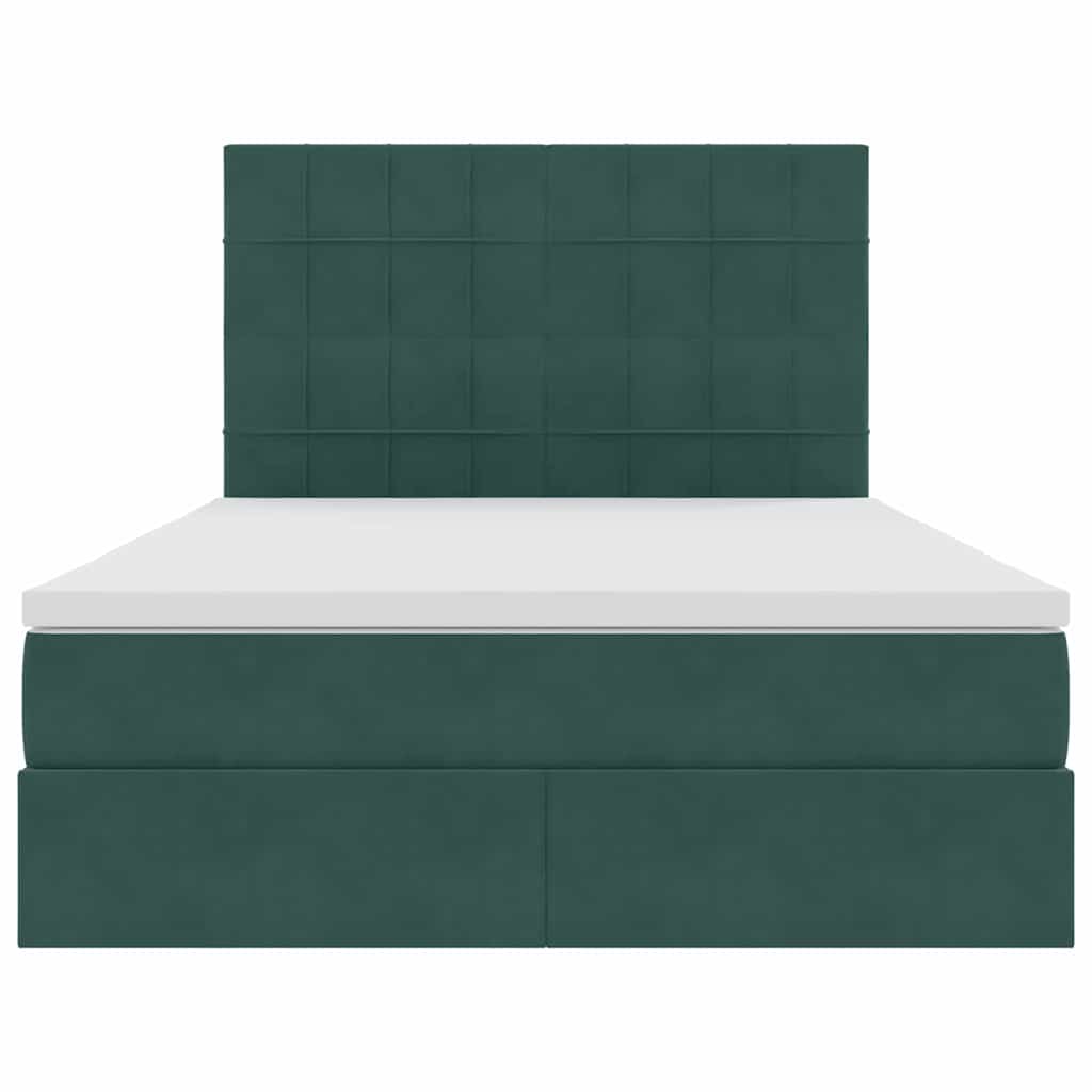 Opslag bed met matras Donkergroen 140 x 200 cm Fluweel is nu te koop bij PeponiXL, paradijselijk wonen!