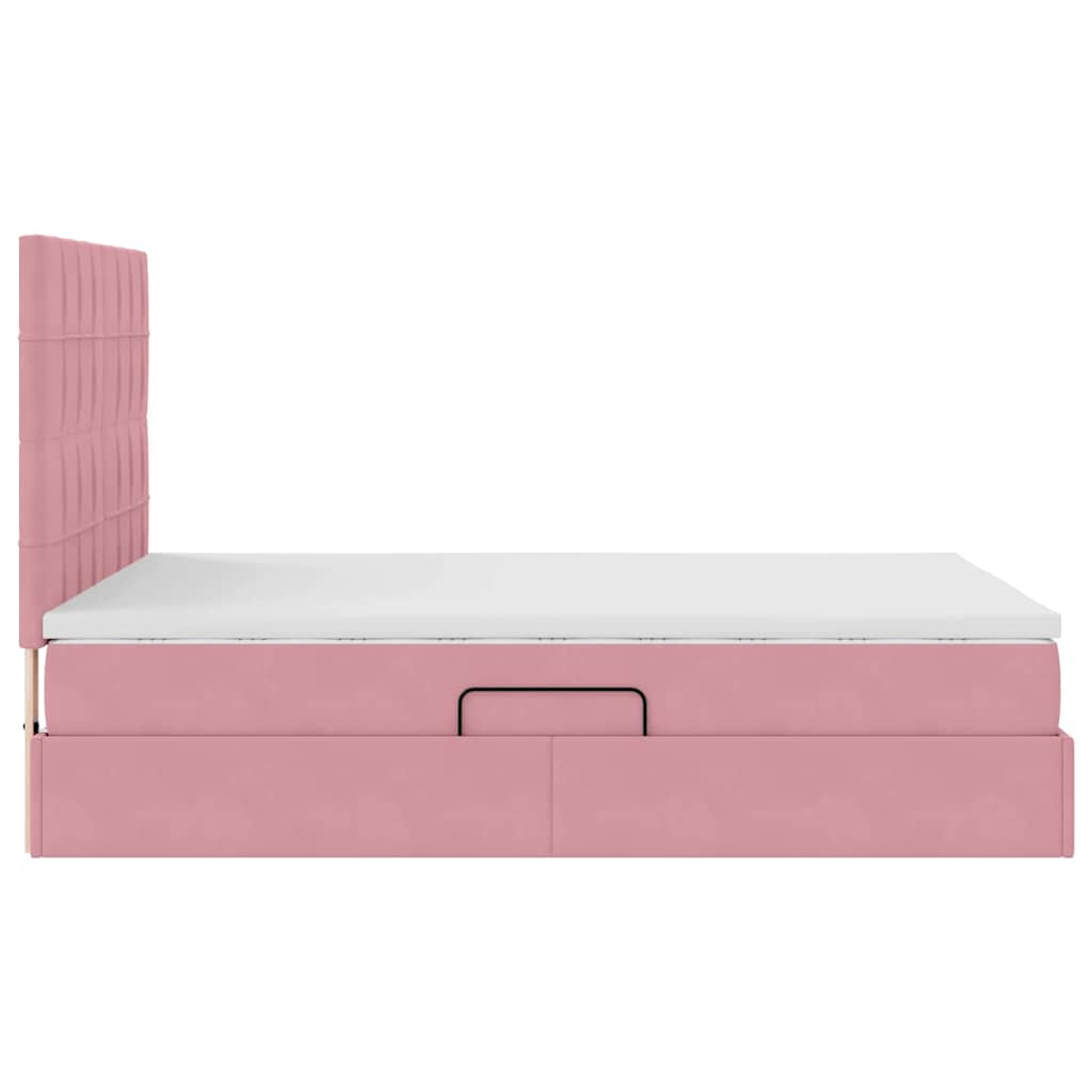 Opslag bed met matras met matras Roze 140 x 200 cm Fluweel is nu te koop bij PeponiXL, paradijselijk wonen!