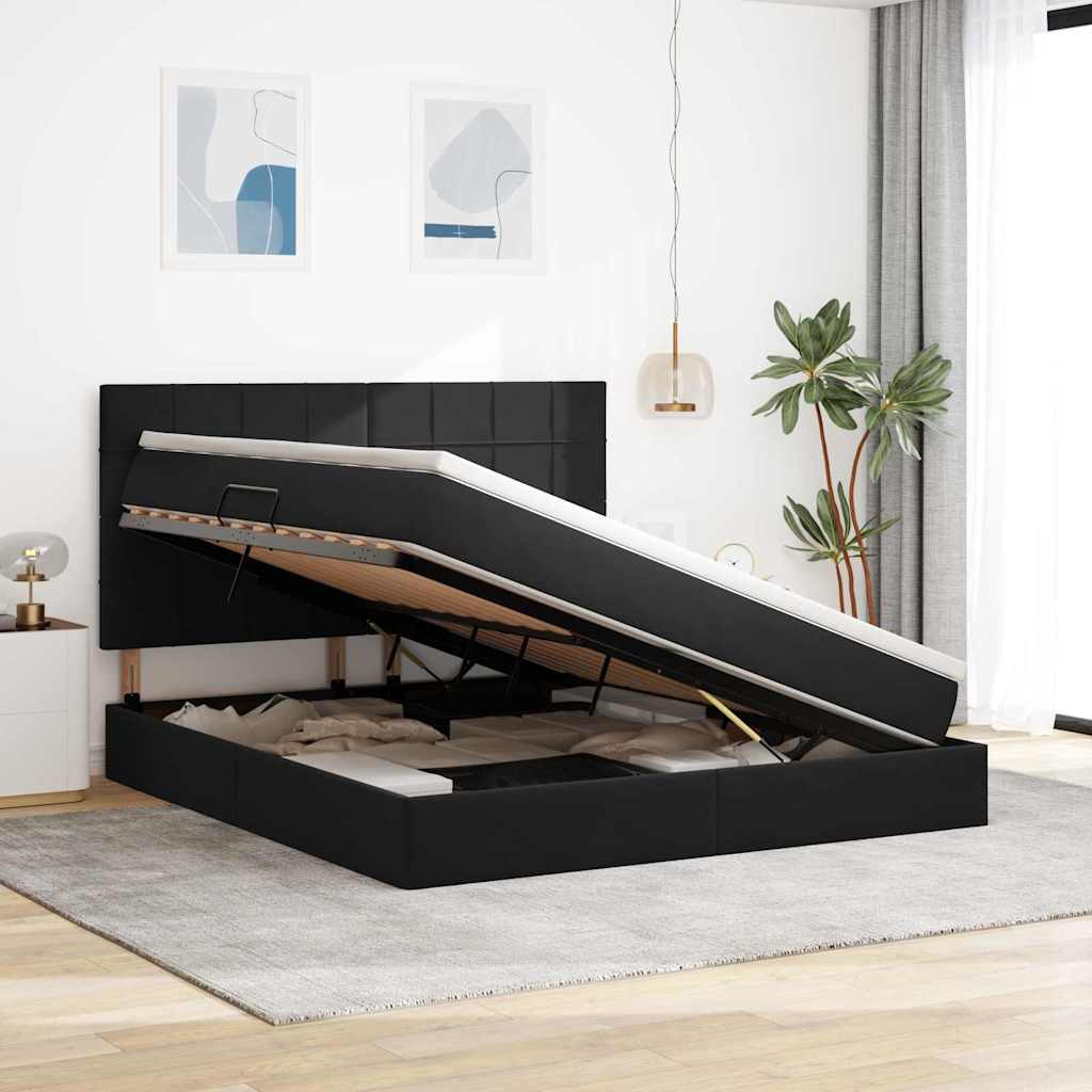 Opslag bed met matras met matras Zwart 160 x 200 cm Fluweel is nu te koop bij PeponiXL, paradijselijk wonen!