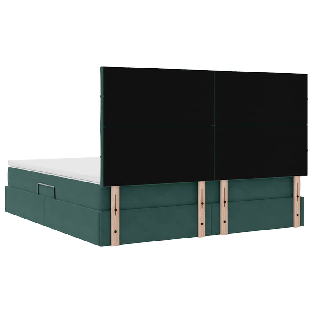 Opslag bed met matras Donkergroen 160 x 200 cm Fluweel is nu te koop bij PeponiXL, paradijselijk wonen!